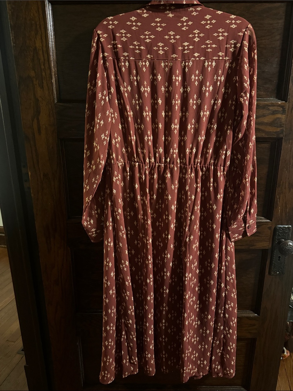 Lucky Brand Rust Shirt Dress with Cream Motif, Size 12 - Picture 4 of 5